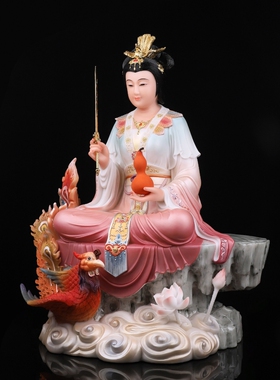 汉白玉九天玄女神像踏凤九天圣母娘娘玄母天尊像家用佛堂供奉摆件