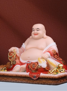 汉白玉弥勒佛大肚开心笑佛佛像客厅办公室招财弥勒菩萨家用摆件