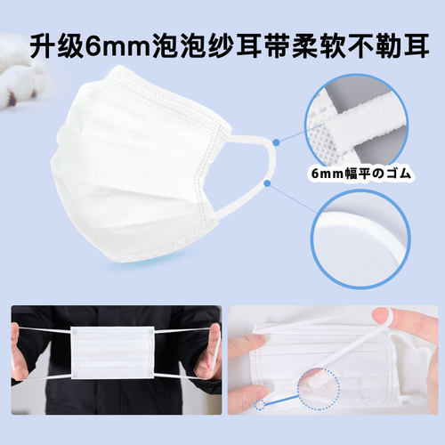 Brodio出口女士小脸保暖口罩一次性独立包装泡泡纱耳带轻薄防勒夏 - 图2