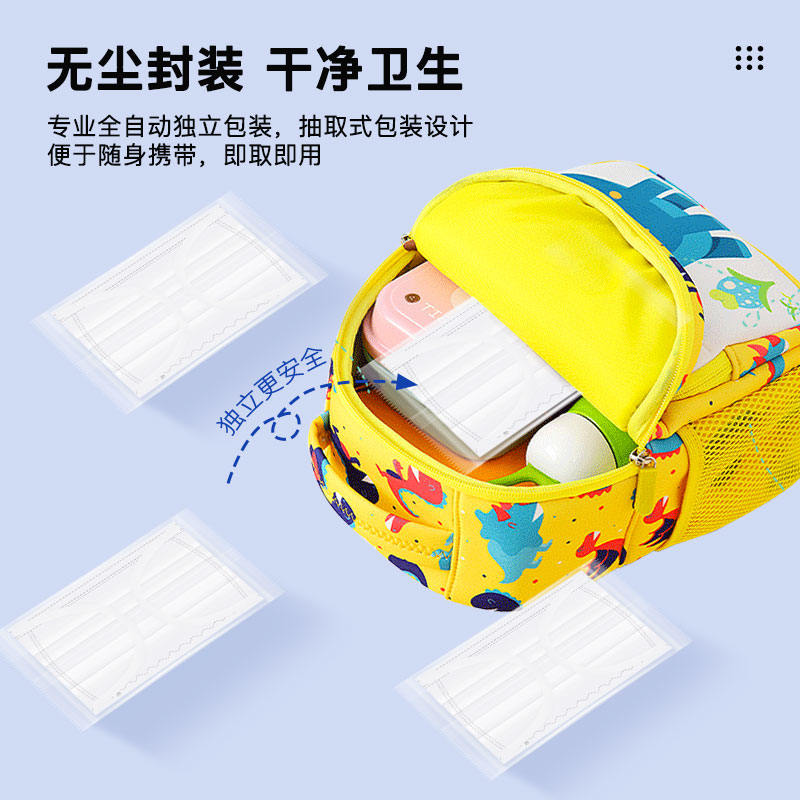 Brodio舒适儿童口罩一次性小孩用大童独立包装防勒耳秋冬轻薄防晒