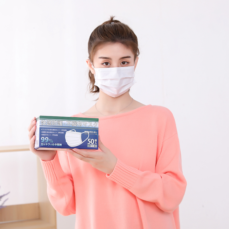 Brodio成人一次性防护口罩独立包装泡泡纱耳带冬轻薄透气防晒防勒