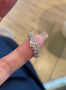 粉钻四叶繁花拉丝戒指女轻奢高级