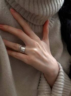 韩系冷淡风银色蝴蝶戒指女高级感