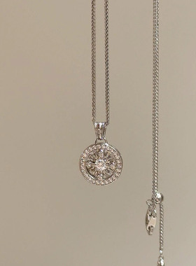 爆闪点钻花窗罗盘项链高级感气质