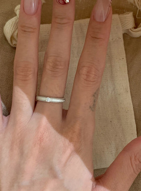 冷淡风银色拉丝冰块小方糖戒指女