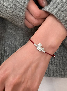 S925银铜钱小马红绳手链轻奢小众