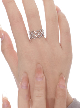 镂空菱形锆石戒指女2025新款