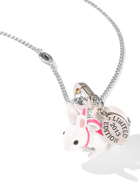 可爱时尚白色小兔子项链吊坠本命年生肖动物钥匙扣包挂件青岛饰品