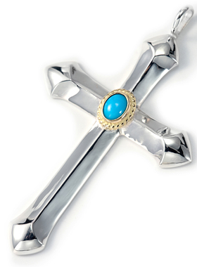 GODSUNS男纯银金绳松石吊坠