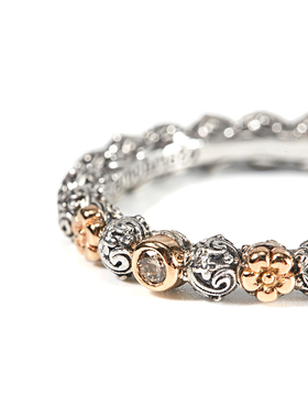 希腊手工浮雕花纹复古细圈戒指