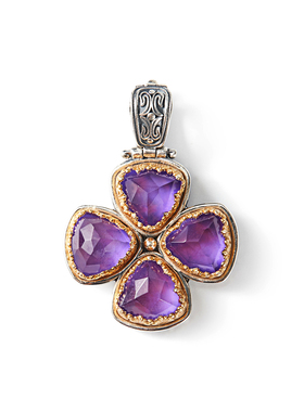 希腊手工四叶草宝石吊坠