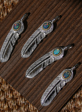 GODSUNS金绳白欧泊葵扇羽毛吊坠