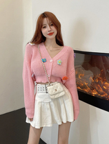 Knitted temperament small crowdsourced 100 lap sweet and beautiful wind design Sensation Cubs Flowers Single Row of short Fur Coats Women Loose