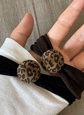 复古豹纹头绳女磨砂爱心发圈时尚球球发绳丸子头皮筋扎头马尾头饰