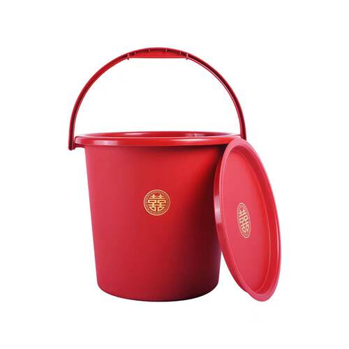 红桶结婚陪嫁用的大号红色水桶喜桶婚庆乔迁新居之喜用品塑料手提 - 图3
