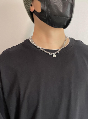 钛钢男轻奢高街设计双层百搭项链