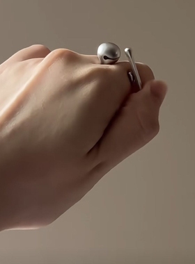 功德加一木鱼戒指开口可调节男女简约个性光面几何型不规则食指戒