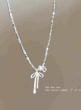 芭蕾风蝴蝶结珍珠项链