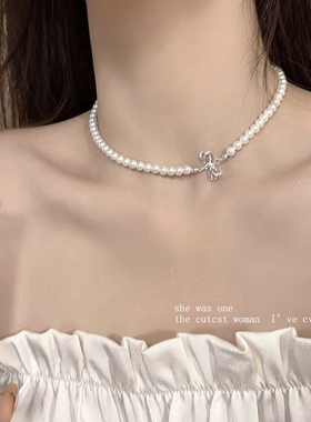 温柔蝴蝶珍珠项链高级锁骨链