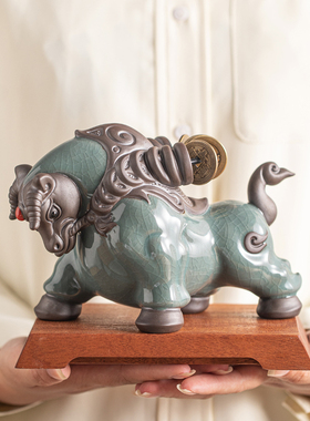 牛气冲天牛陶瓷招财摆件吉祥物