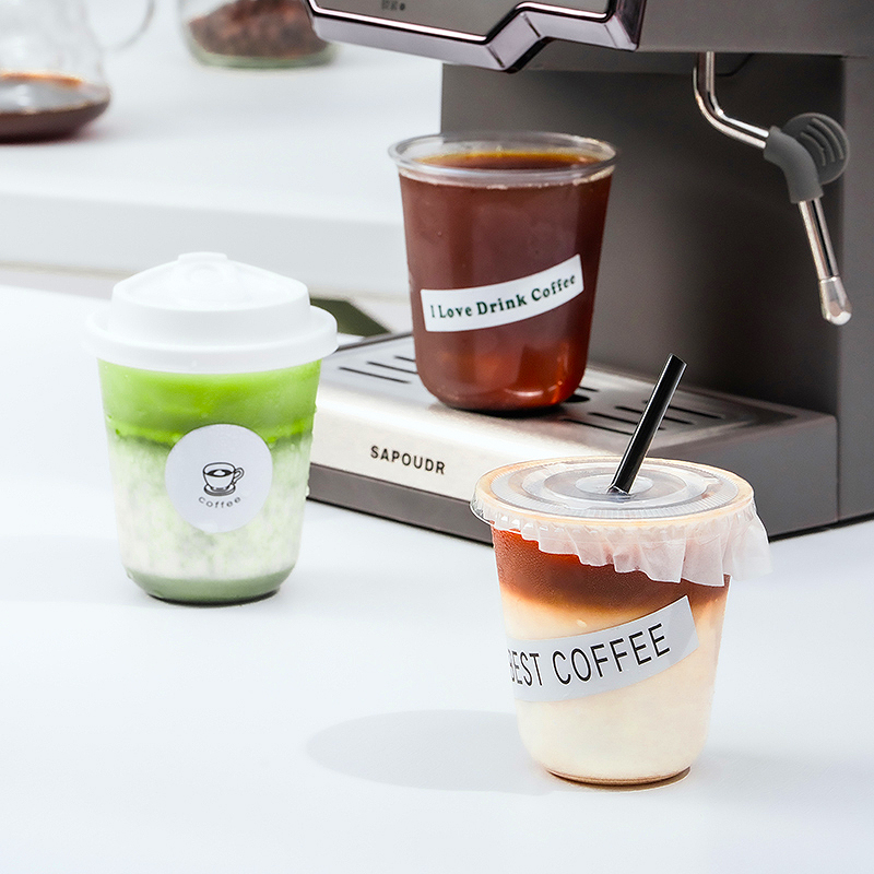 U型PET冷饮杯冰美式咖啡杯一次性胖胖咖啡奶茶杯带盖打包外卖定制 - 图2