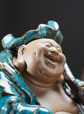 陶瓷招财弥勒佛摆件大肚笑佛像