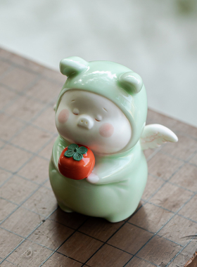 炼器诸事大吉陶瓷猪桌面装饰摆件