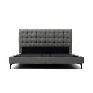 优梵艺术·布拉格Prague中古风拉扣真皮床次卧现代简约齐边床B514