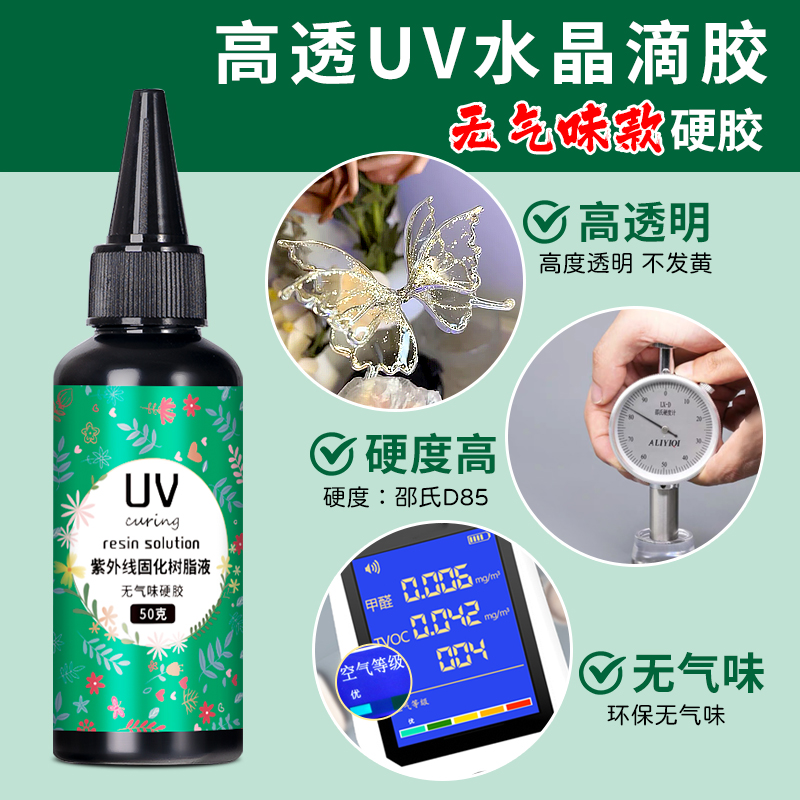 uv滴胶 高透明手绘胶速干手工diy热缩片干花材料制作UV流麻封层胶 - 图1