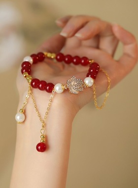 新款中式女款莲花古风超仙手链2025ins高颜值爆款闺蜜马面裙手链