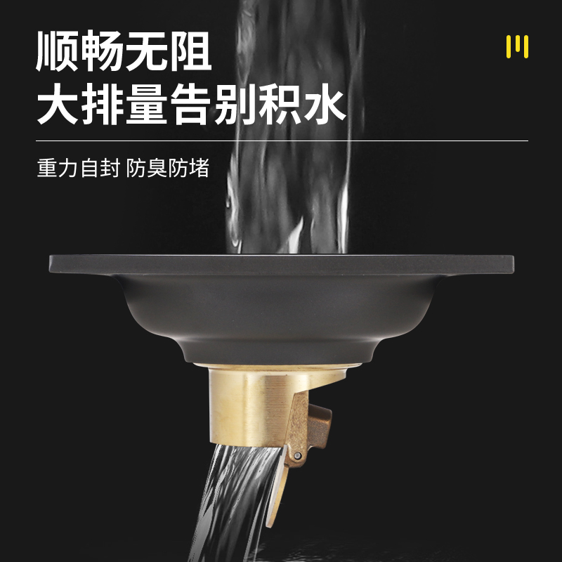 304不锈钢地漏枪灰色全铜地漏芯淋浴房下水道防虫大排量防臭神器-图0