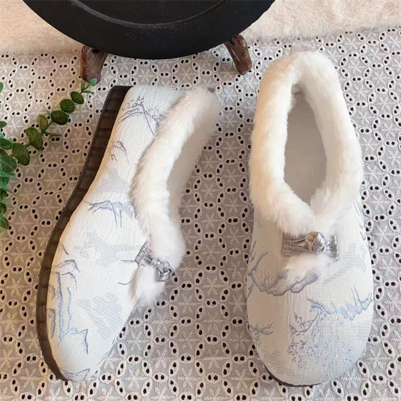 新款中式国风老北京布鞋女冬季加绒复古妈妈鞋保暖绣花汉服棉鞋子,淘宝优惠券,粉丝福利购,淘宝优惠卷