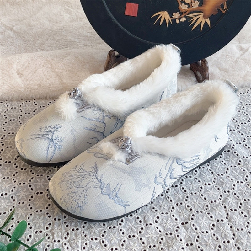 新款中式国风老北京布鞋女冬季加绒复古妈妈鞋保暖绣花汉服棉鞋子,淘宝优惠券,粉丝福利购,淘宝优惠卷