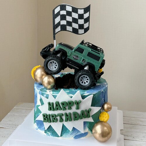 儿童男孩生日遥控赛车汽车蛋糕装饰摆件赛车旗插牌烘焙装扮插件 - 图1