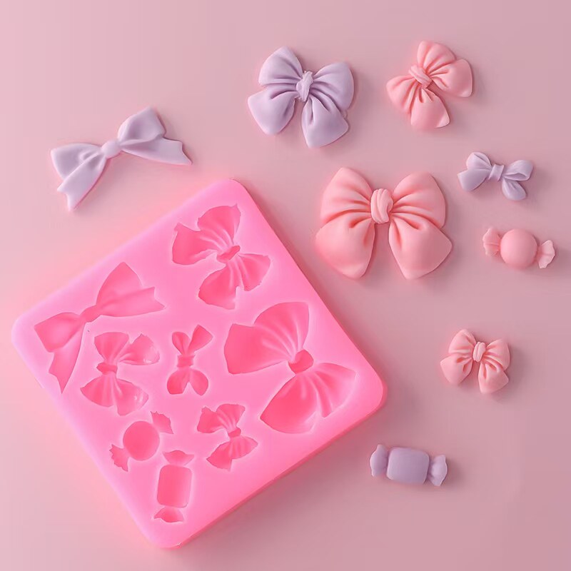 网红糖果蝴蝶结翻糖巧克力diy烘焙模具蛋糕装饰摆件甜品硅胶模具,淘宝优惠券,粉丝福利购,淘宝优惠卷