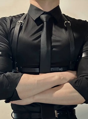 男生皮革臂环体育生1S0M弹性可调节圆形臂带绑带绷带型男衬衫袖箍