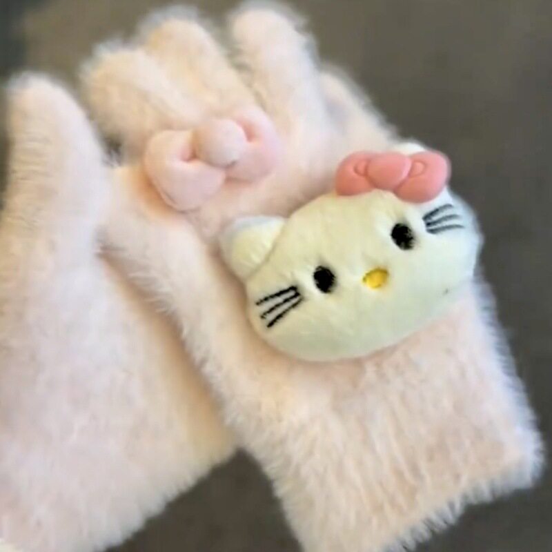 kt猫蝴蝶结手套保暖冬防冻HelloKitty少女防寒学生骑行骑车