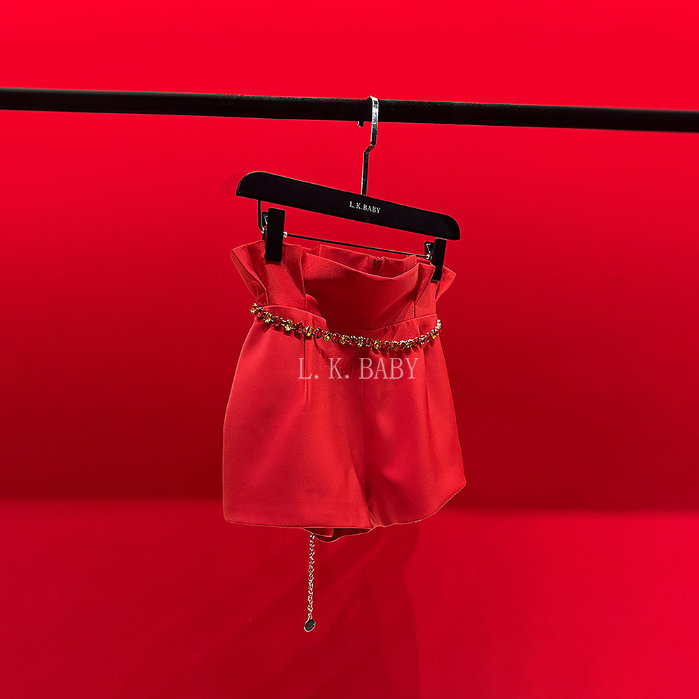 【L.K.BABY】余香玫瑰S 轻奢高腰显瘦时尚花苞褶皱A字西装短裤,淘宝优惠券,粉丝福利购,淘宝优惠卷