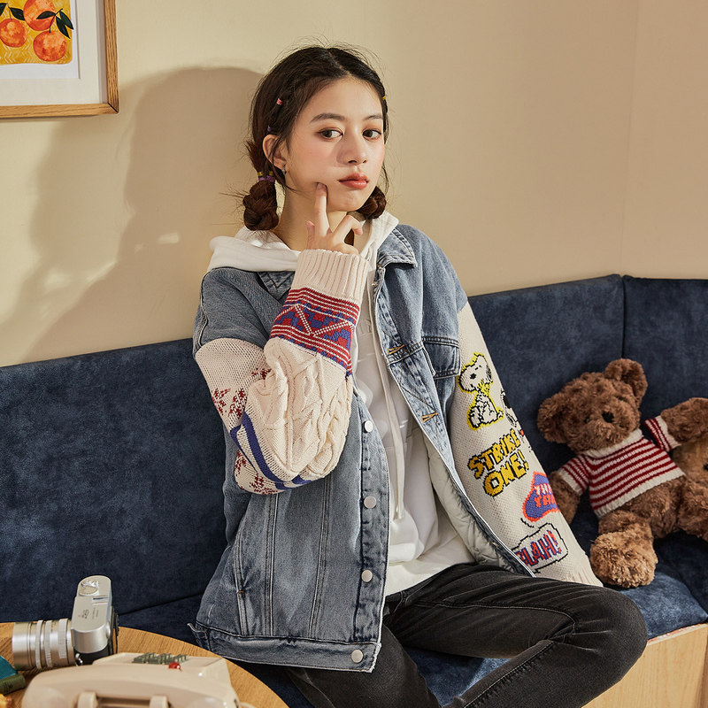 唐狮新款秋装牛仔女士史努比短外套 唐狮outlets店短外套