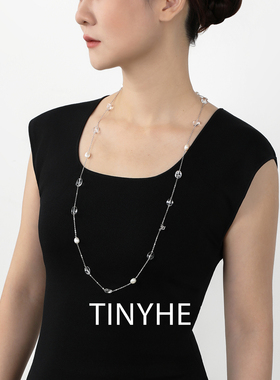 TINYHE米雪 白水晶天然淡水珍珠项链女纯银长毛衣链小众轻奢原创