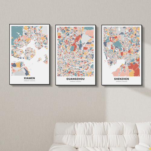 TITIMAP 地图装饰画 原创城市定制挂画 沙发背景墙挂图办公室配图 - 图1