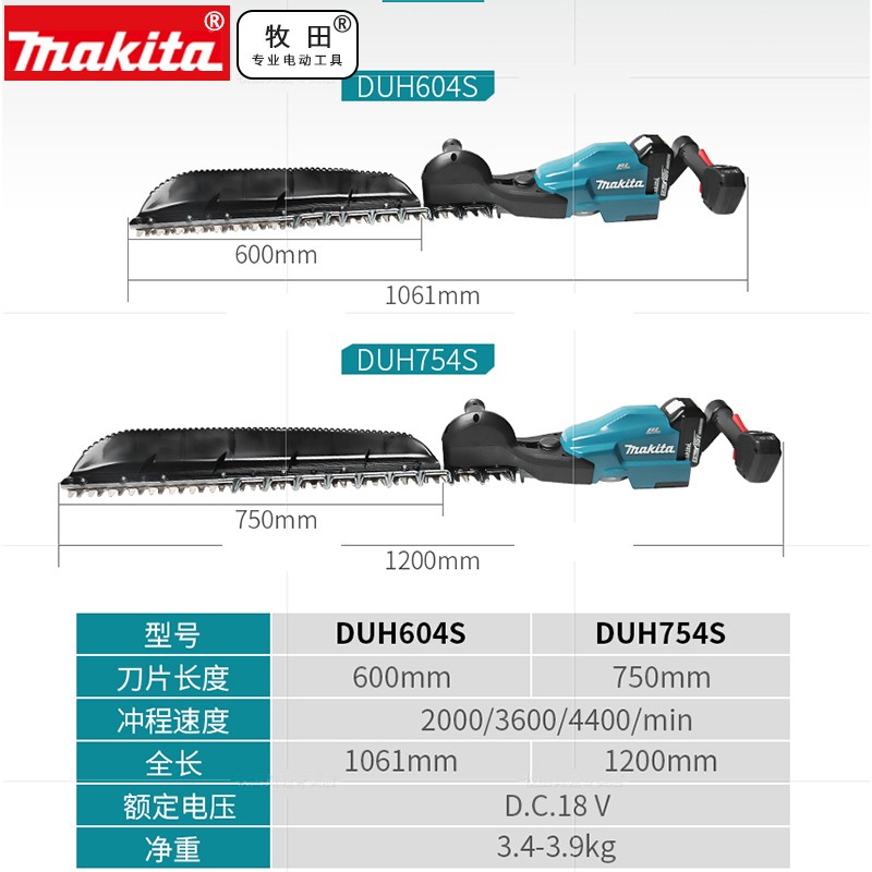 正品牧田MAKITA充电式绿篱机DUH754S无刷马达DUH604修剪机锂电18V-图2