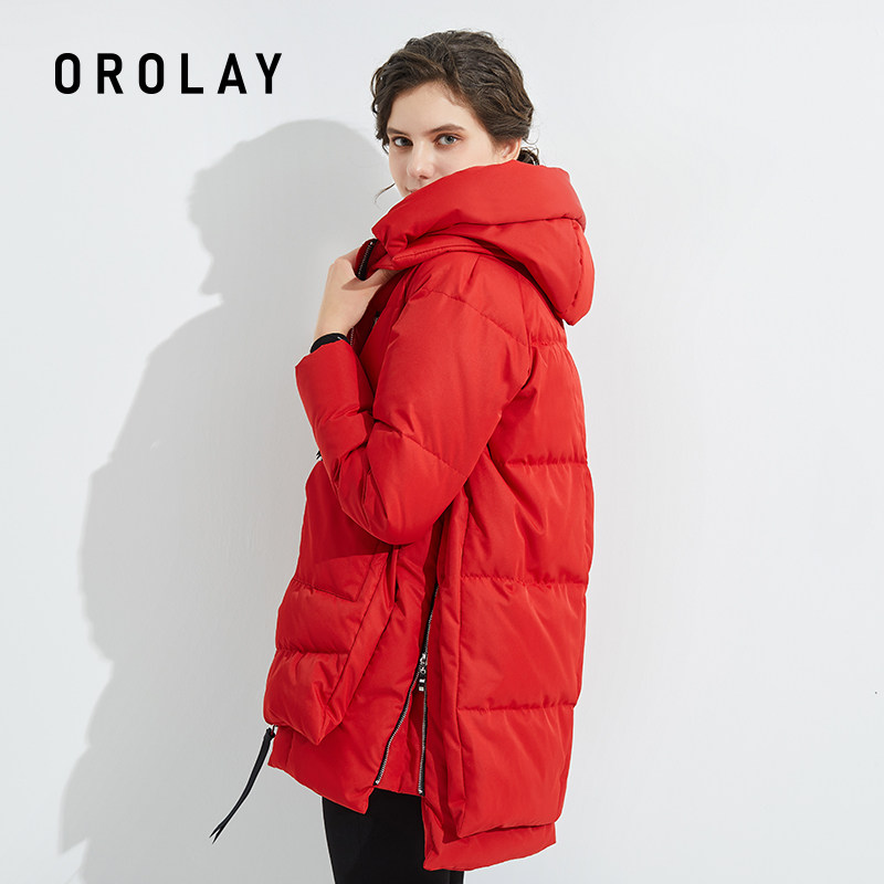 orolay欧绒莱22年冬季中长款羽绒 orolay羽绒服