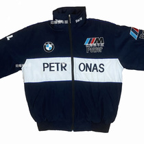 F1 race car suit retro European and American hip hop street casual jacket full embroidered small cotton jersey Locomotive Personality Upright jacket