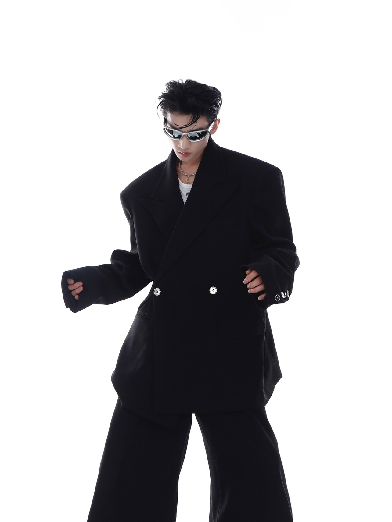 CulturE24ss原创小众高级斜纹垫肩西服外套宽松廓形垂感西装男女,淘宝优惠券,粉丝福利购,淘宝优惠卷