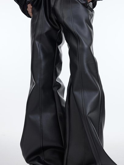 CulturE leather pants with topstitched deconstructed matte design