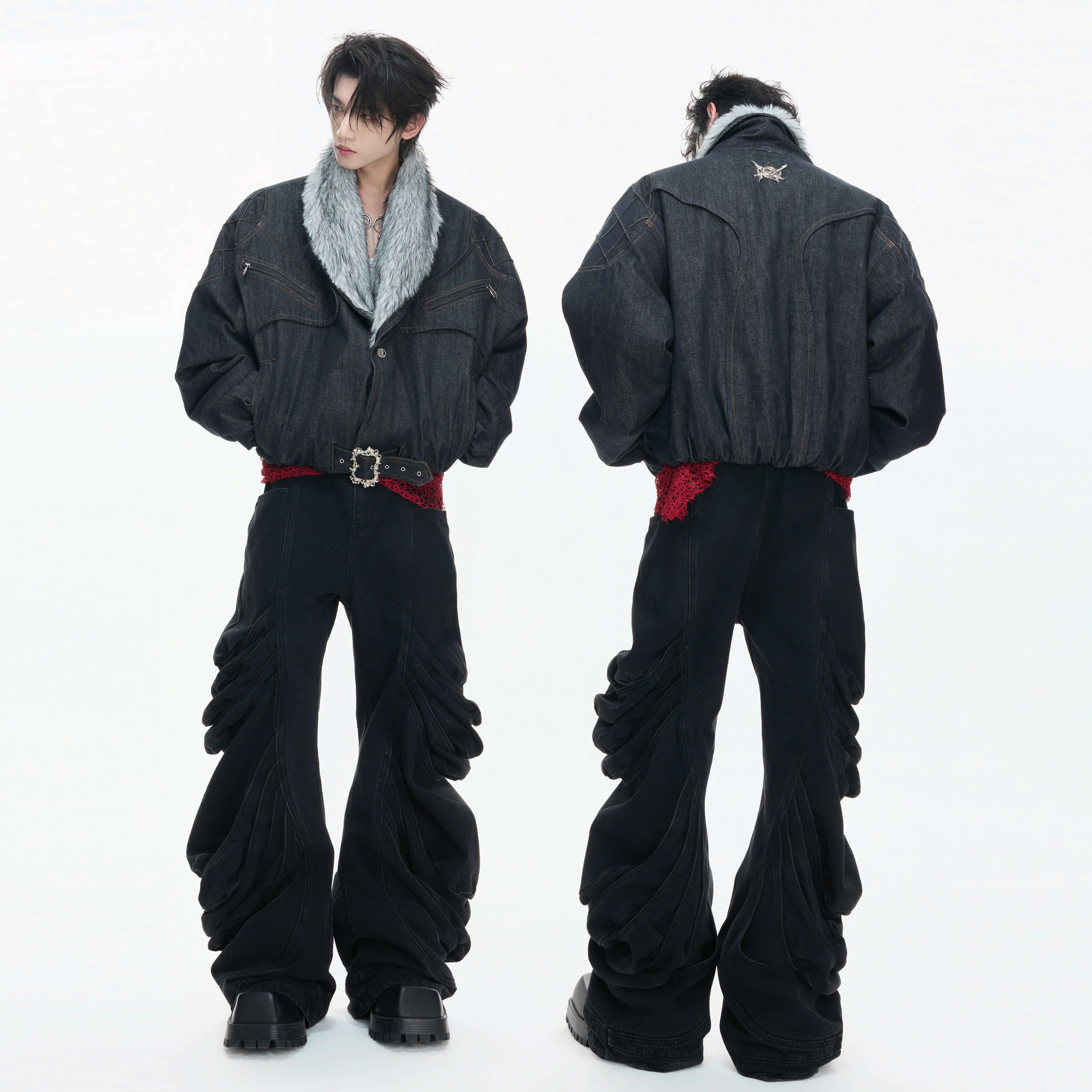 ArguE CulturE玄灰*重磅原色原牛狼王毛领座山雕加绒加厚牛仔外套,淘宝优惠券,粉丝福利购,淘宝优惠卷