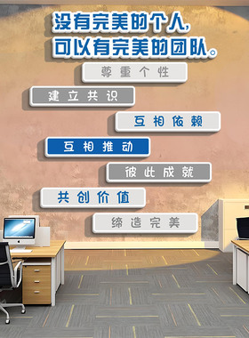 办公室司墙面装饰布置企业文化墙贴纸团队协作同凝聚力标语录墙贴
