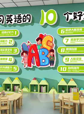 小红书推荐英语角布置双语班级贴