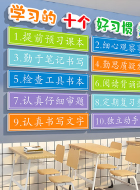 十个学好习惯教室黑板报墙贴纸画